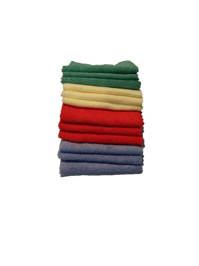 12 Pack Microfiber Right Rags 3 Blue – 3 Red – 3 Yellow – 3 Green – ( 12 Pack)