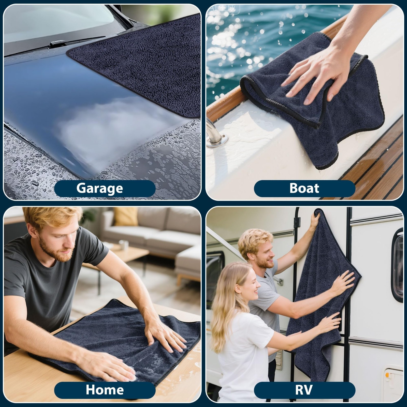 4PC Microfiber Car Drying Towel Kit 36×24 Professional Detailing Cleaning Cloth