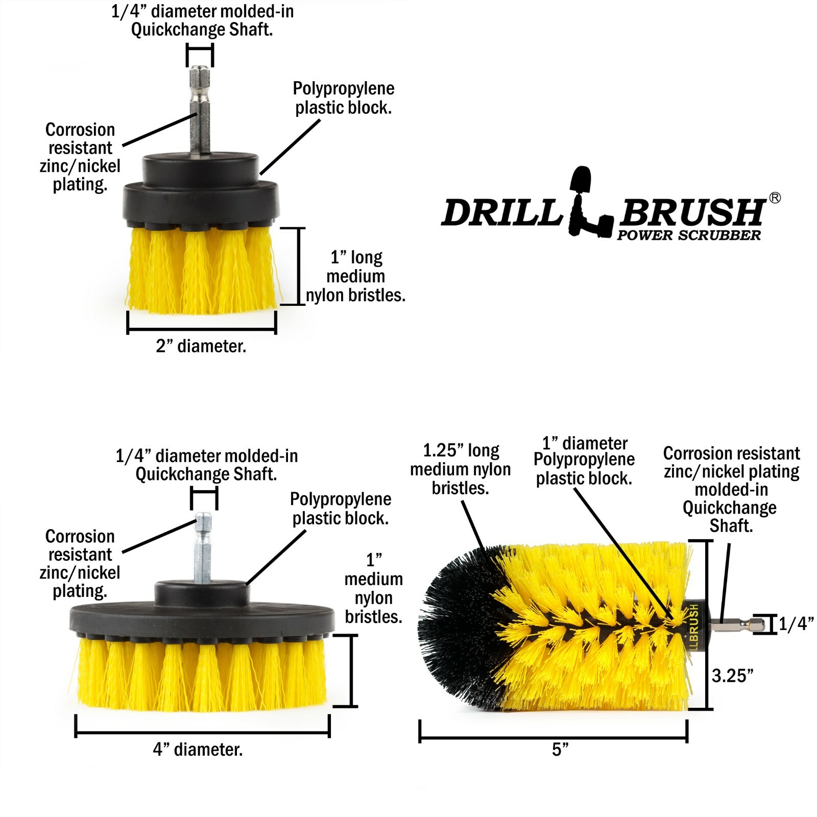 Drill Brush Set for Cleaning Tile and Grout – Shower Cleaning Supplies
