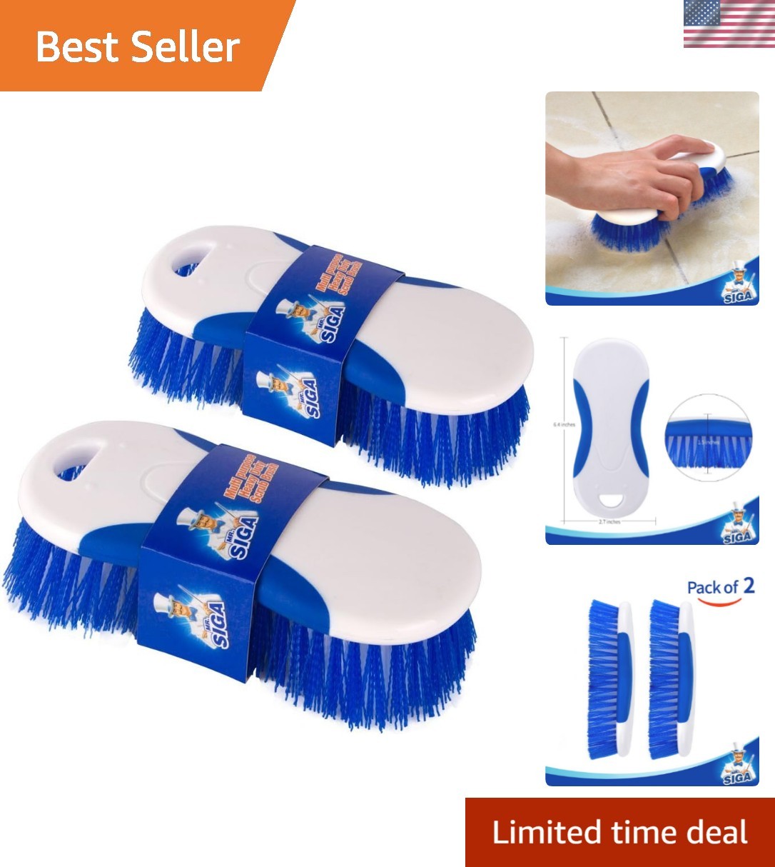 Multi Purpose Heavy Duty Scrub Brush – Pack of 2