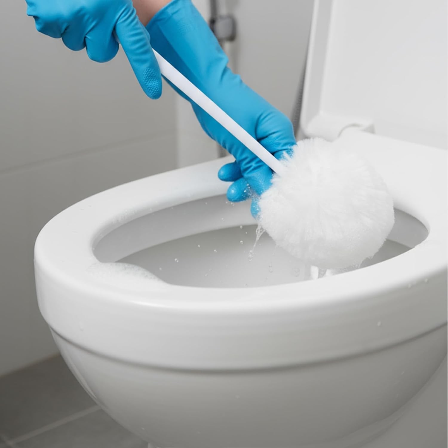 12 Pcs Toilet Bowl Brushes Soft Swab Polyester Head 15 Inch White Reusable Long