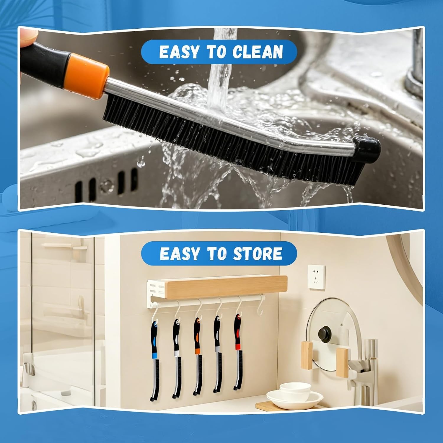 5 Colors Crevice Cleaning Brush Set, Hard Bristle Cleaning Brush, for Her,