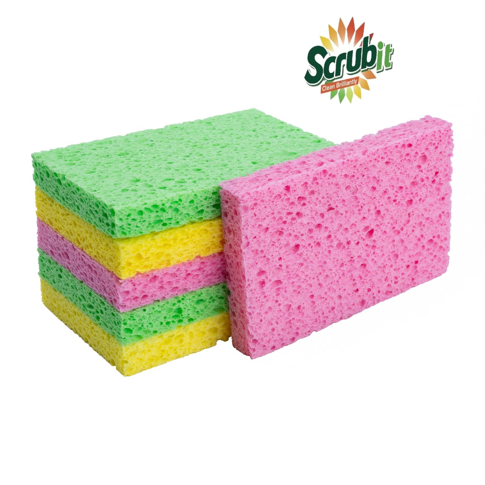 SCRUBIT Cellulose Scrub Sponge – Kitchen Cleaning Sponges for Dishes, Pans, P…