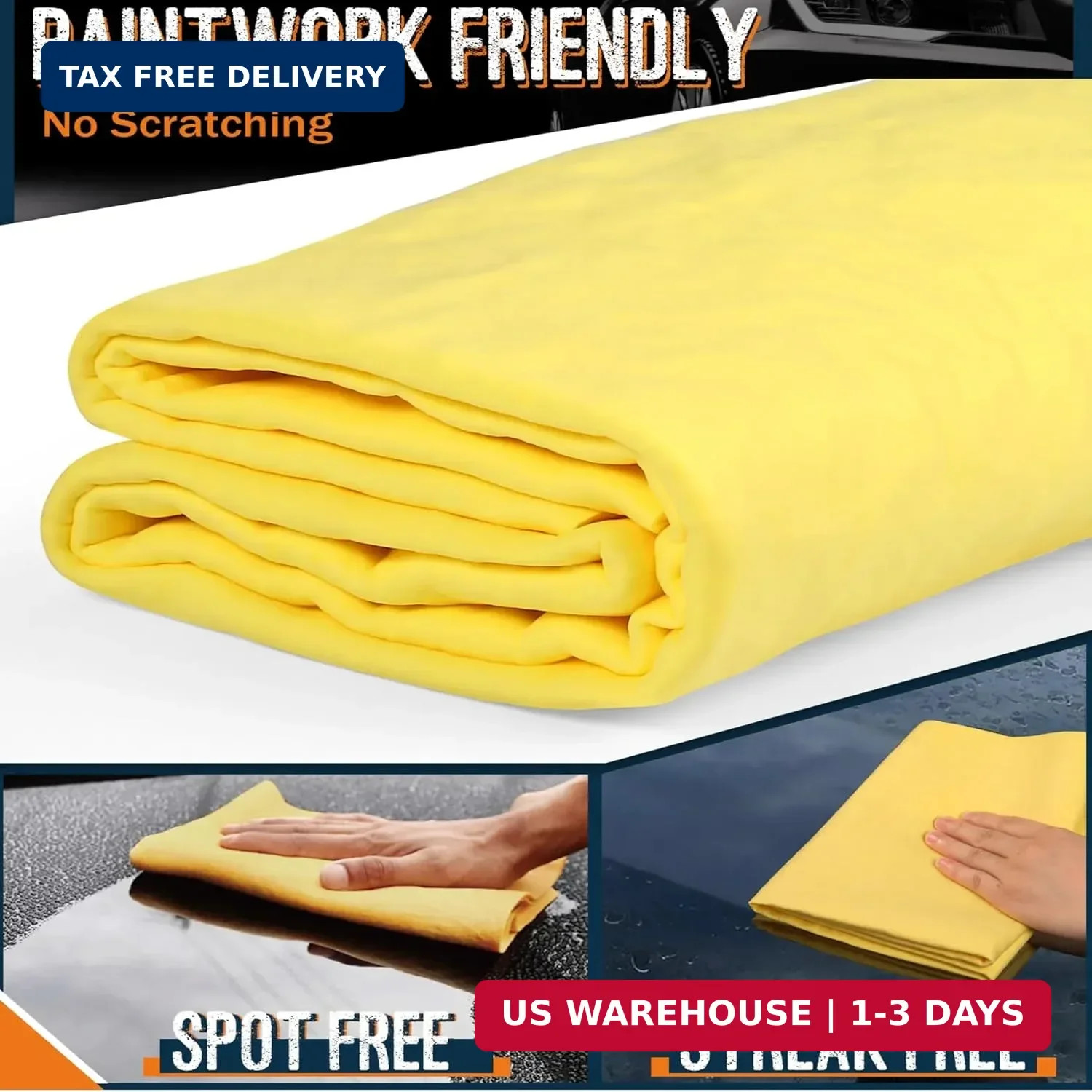 Premium Shammy Towel 2 Pack 26″x17″ Super Absorbent Car Drying Towel, Soft Reusa