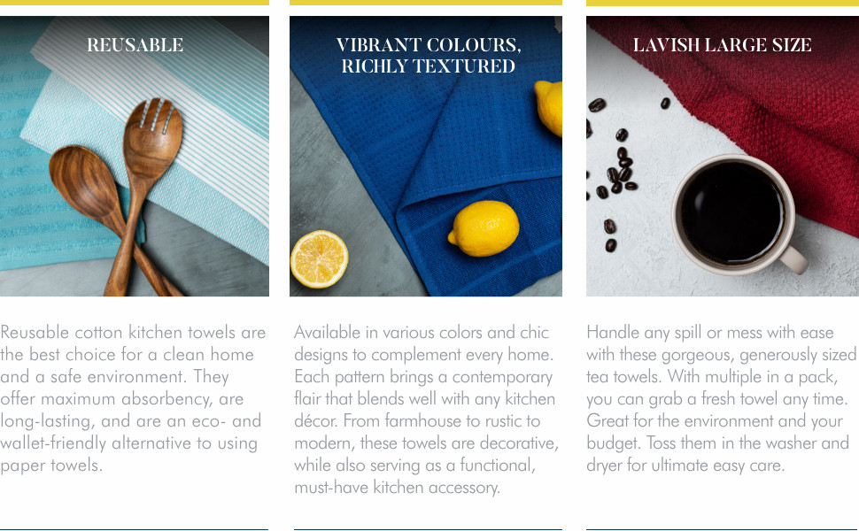 Bumble Kitchen Towels | | 100% Cotton Dish Towels for Kitchen | 380 GSM | Soft,