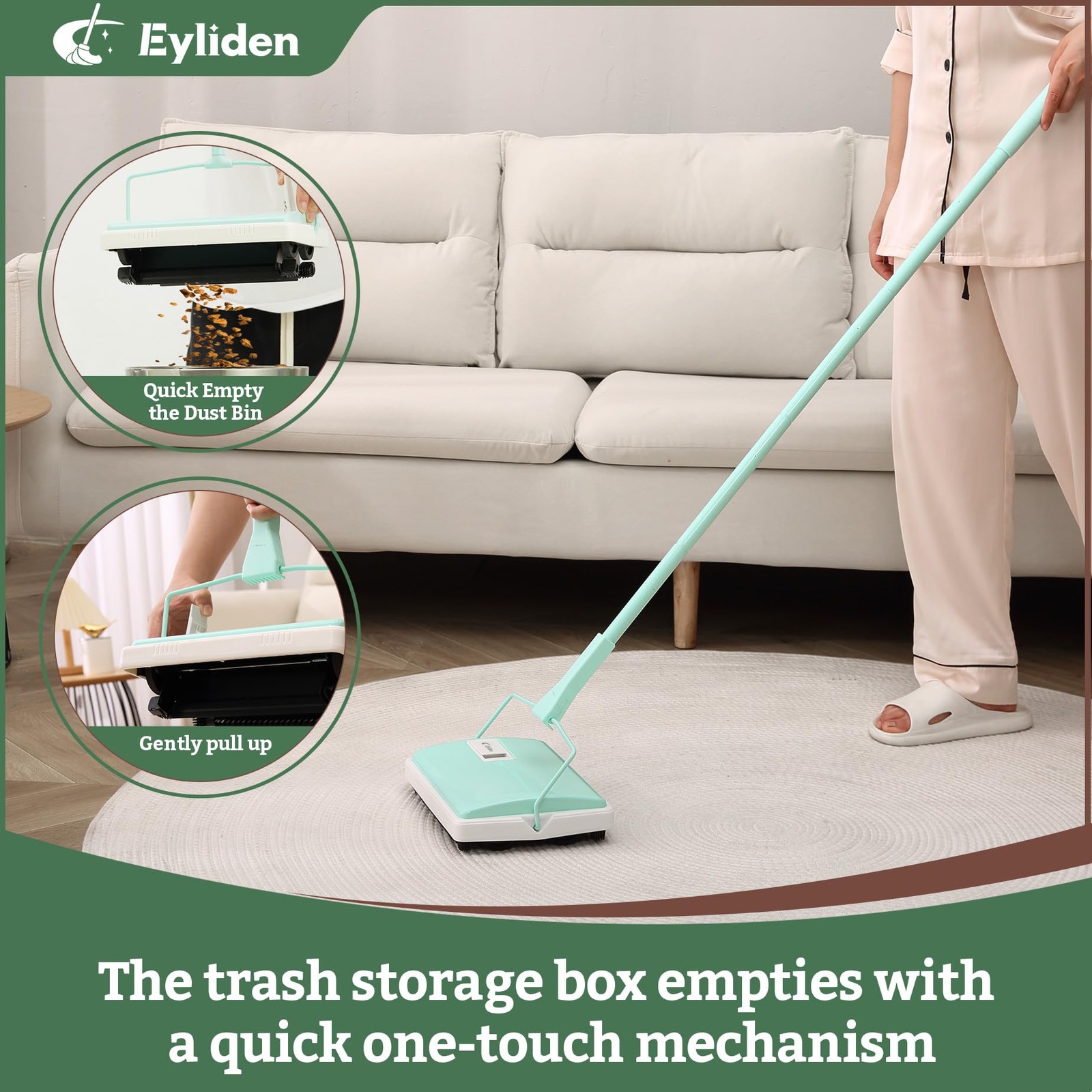 X-Large Carpet Sweeper – Quiet Manual Sweeper for Carpets & Rugs