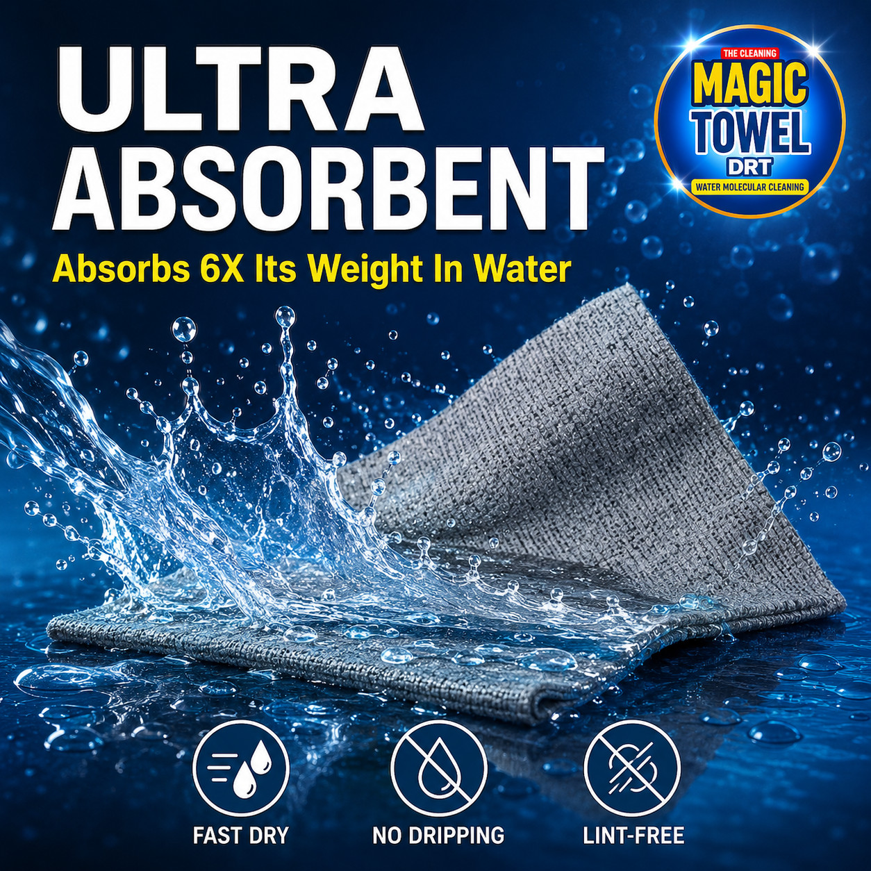 The Cleaning Magic Towel – PVA Micro Cloth- Ultra Absorbent, Lint-Free, Multiuso