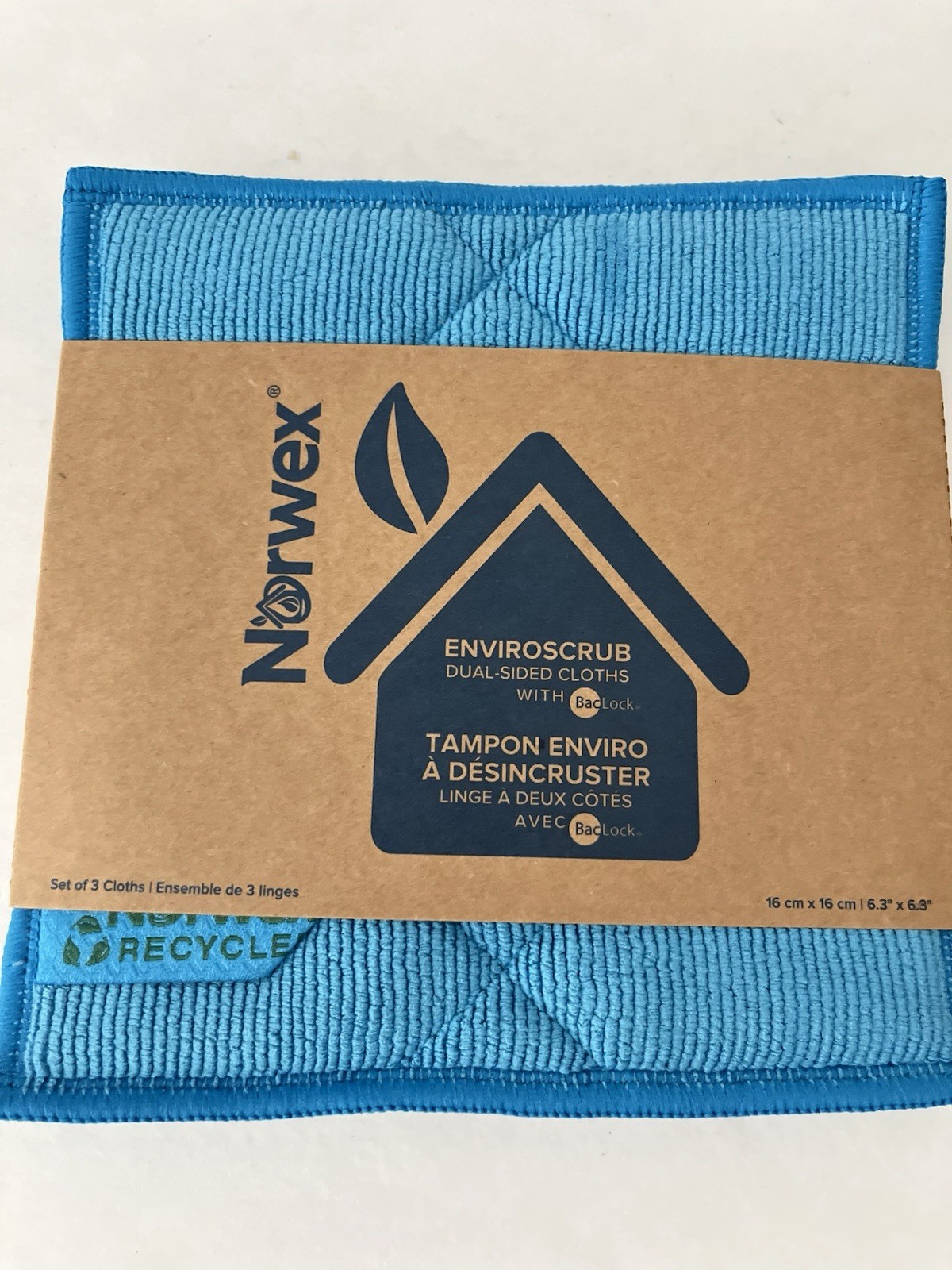 3pk Norwex EnviroScrub pack of 3 6.3×6.3 Enviro Scrub Squares Blue