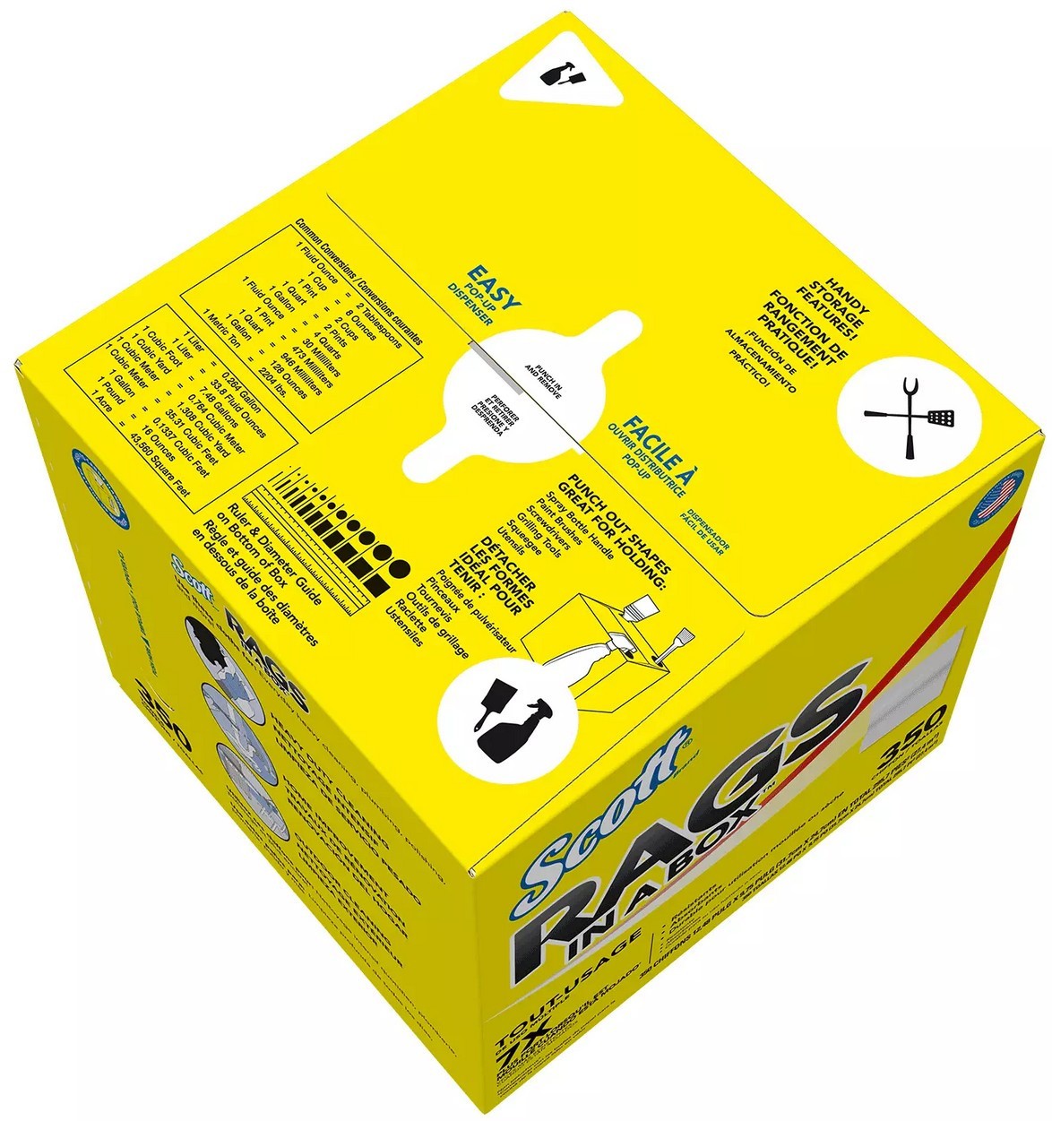 2 PACKS Scott Rags In a Box, White, All Purpose 350 Sheets/Box (Total 700) N1