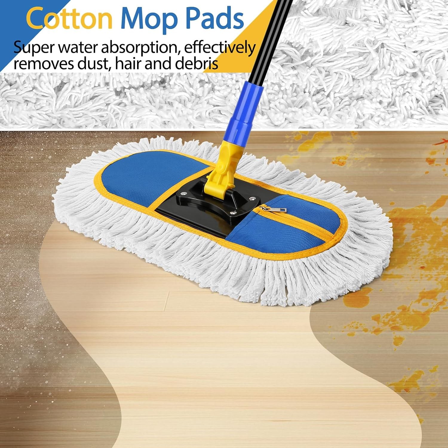 16 Inch Commercial Washable Blue Resuable Dust Mop Replacement Heads 2 Pads