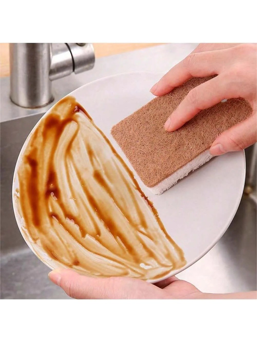 3/6 Pack Biodegradable Cellulose Coconut Scrubbing Sponges Eco Kitchen Cleaning