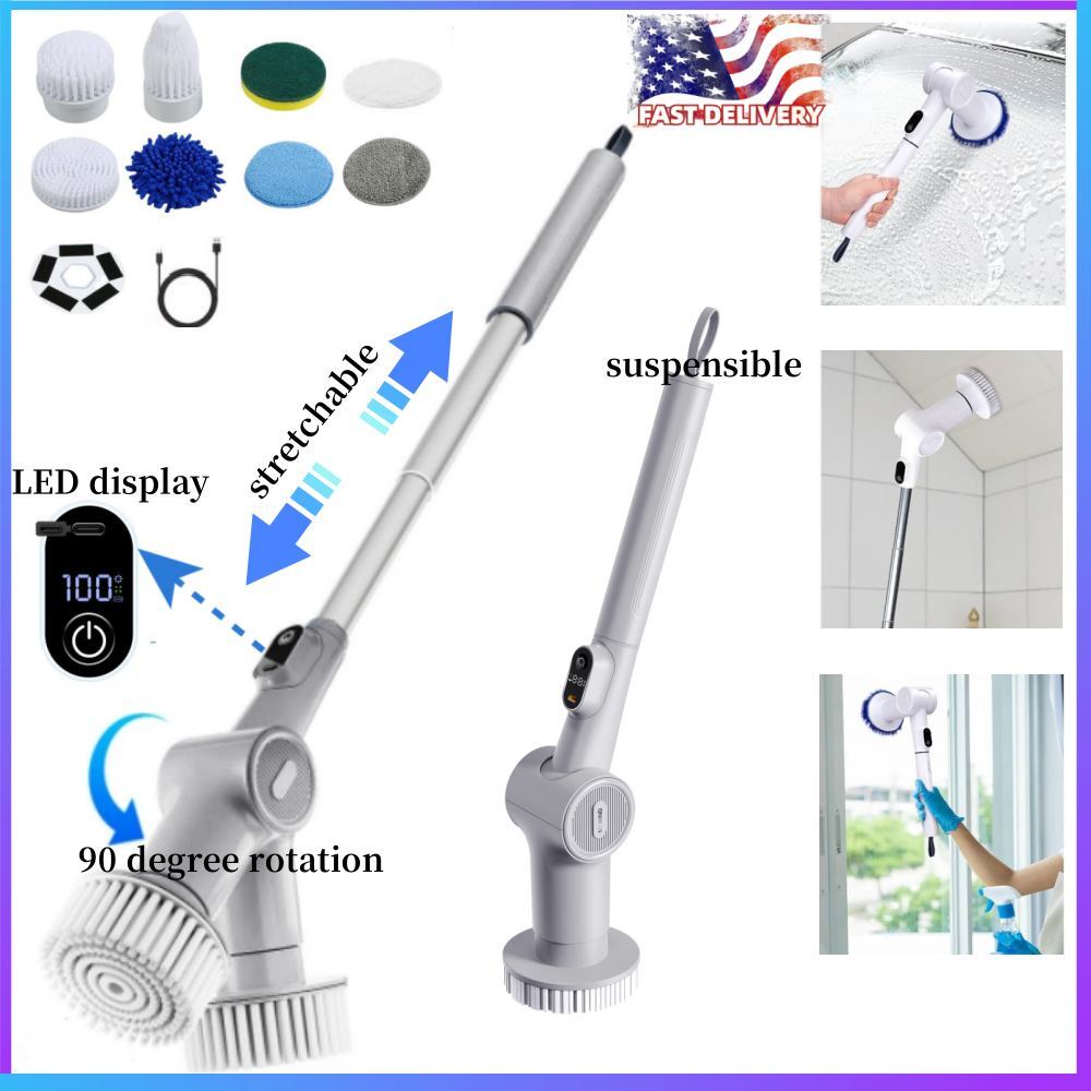 8 in 1 Electric Spin Scrubber Cordless Cleaning Brush Hard Floor / Bathroom Mop
