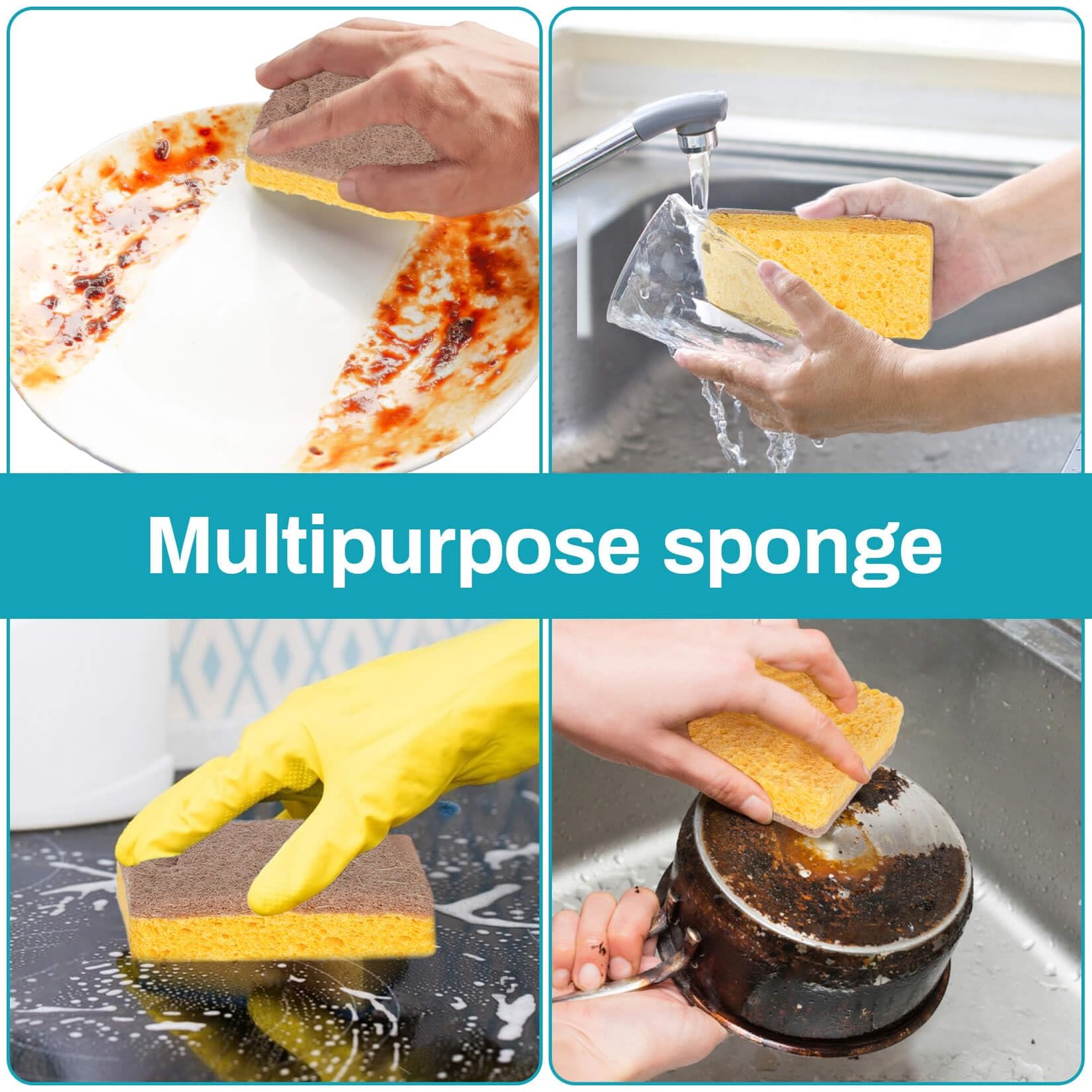 10PCS Natural Sponges for Dishes Biodegradable Sponges Kitchen Eco Friendly …