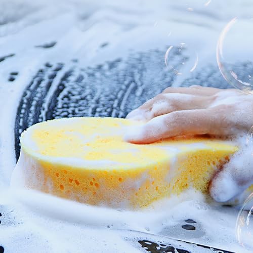 3 PCS Car Wash Sponge, Easy-Grip Large Auto Body Window Cleaning Yellow
