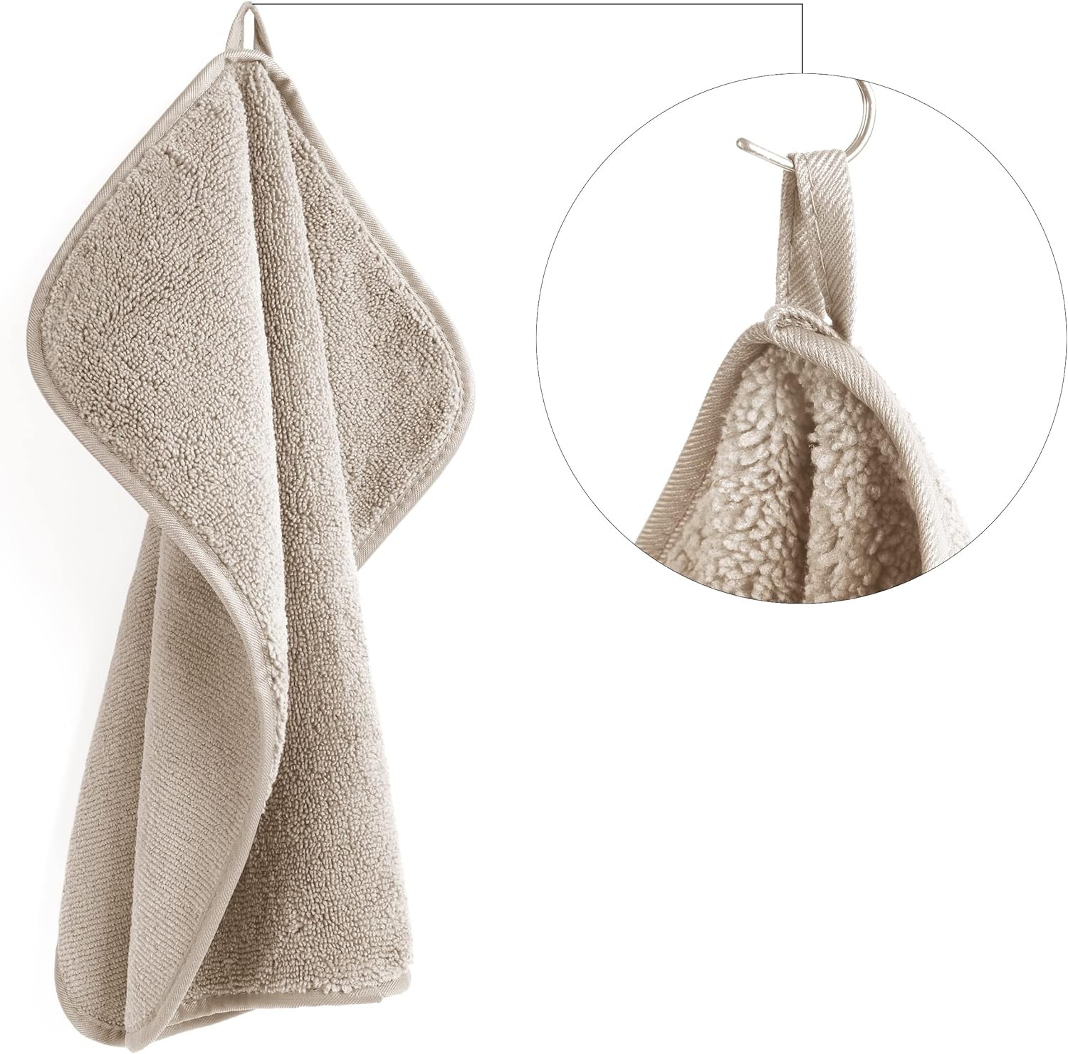 Premium Lint Microfiber Washcloth Face Towel, 13 x 13 in, Set of 6 (Beige)