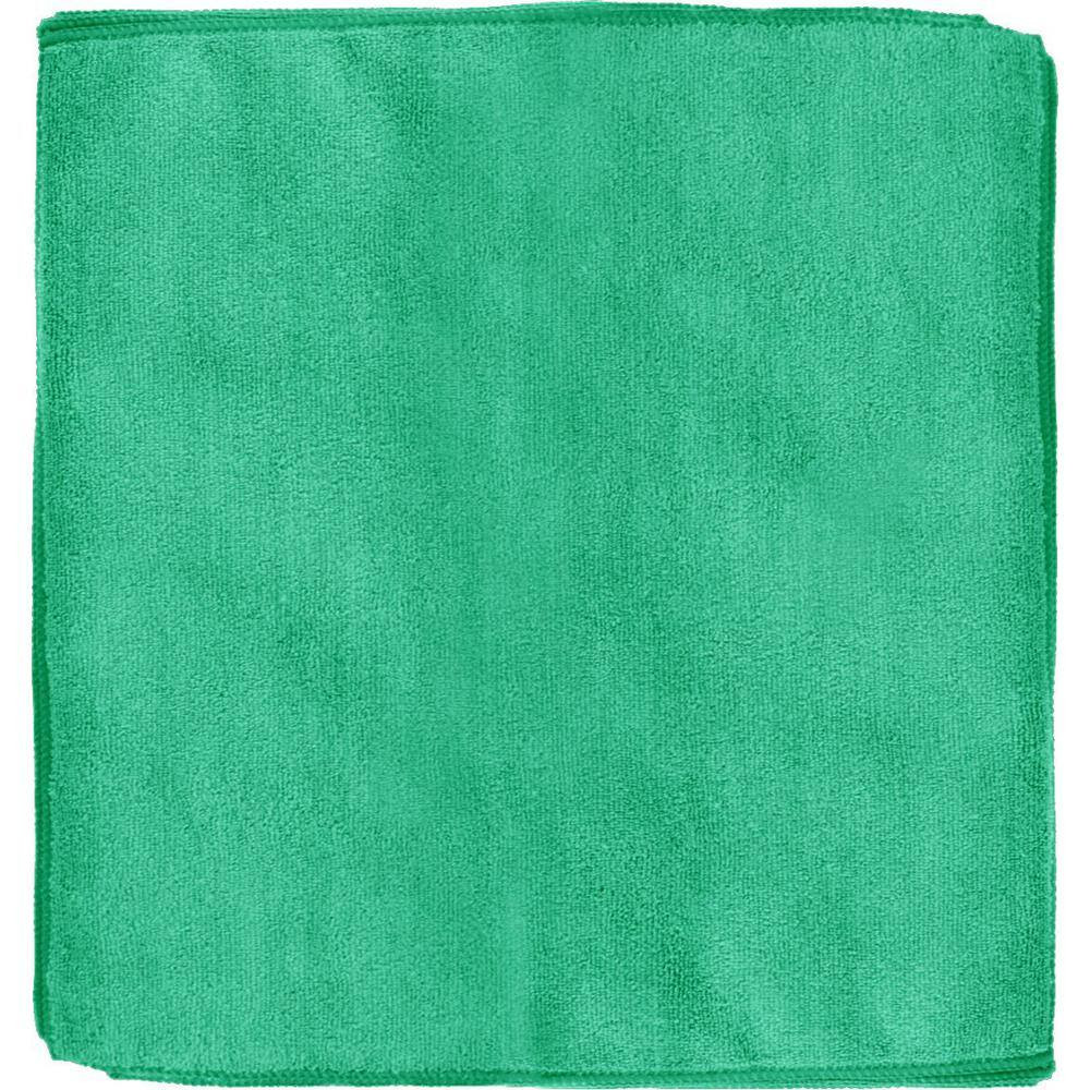 16 In. X 16 In. General Purpose Microfiber Cleaning Cloth in Green (12-Pack)