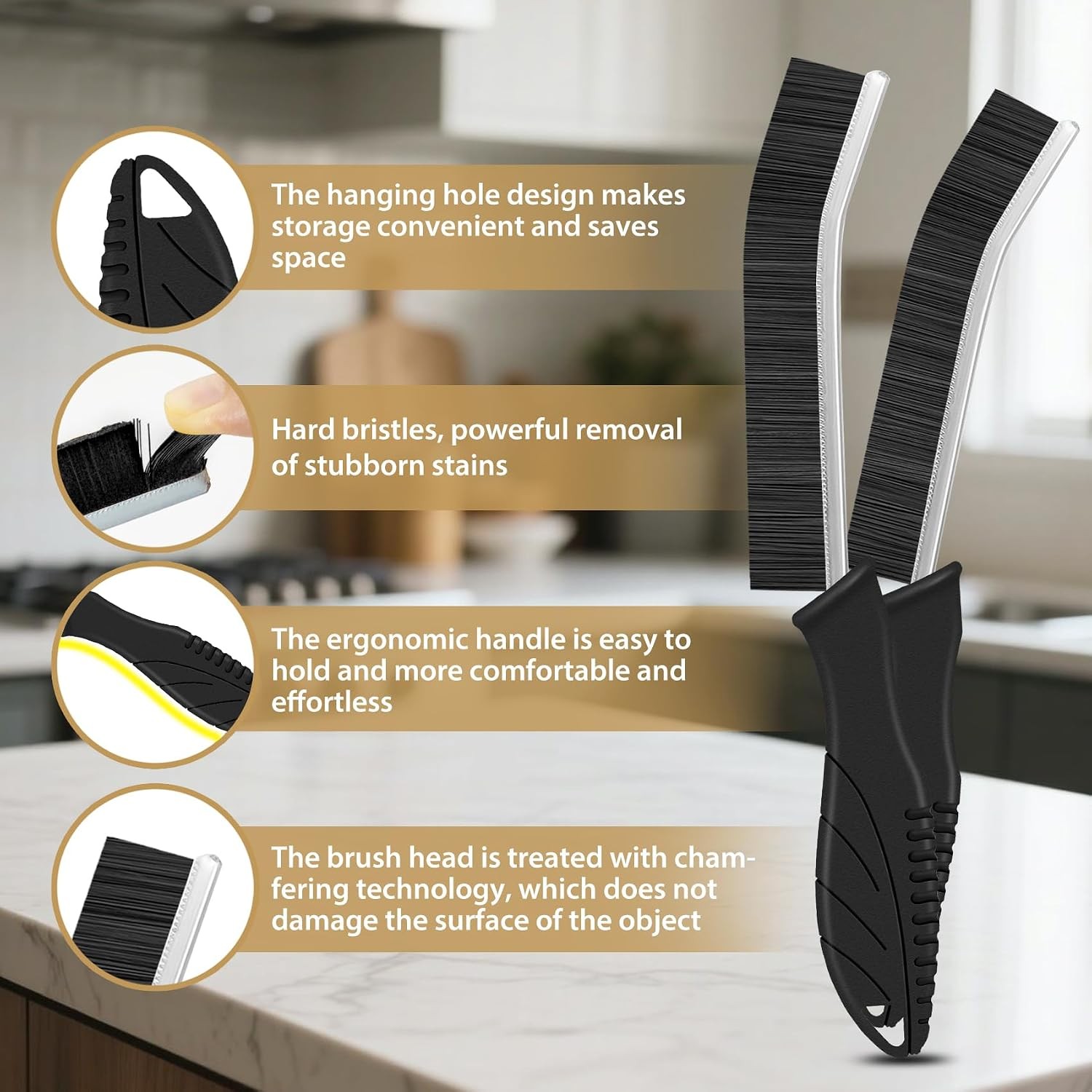 4Pcs Crevice Cleaning Brushes for Household Use, Grout Cleaner Brush, Hard