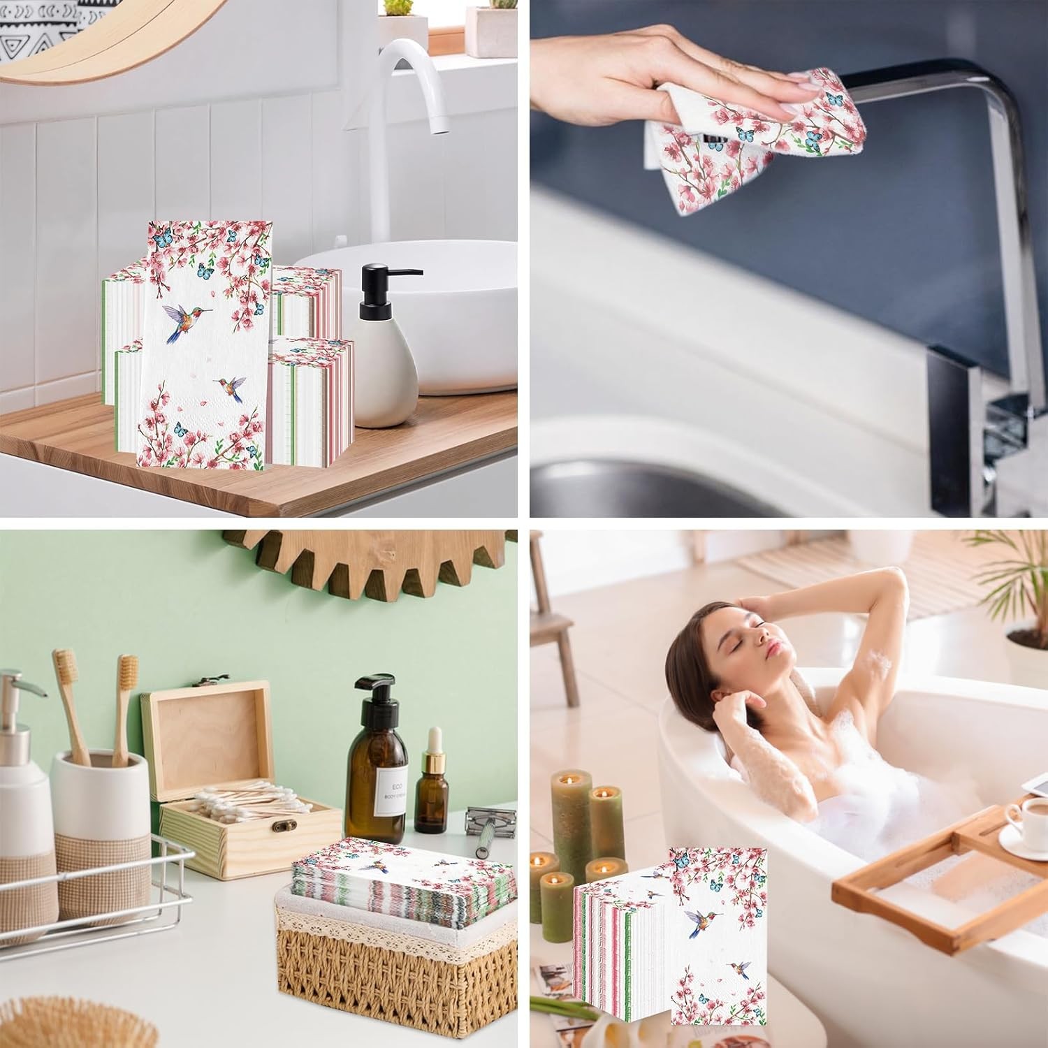 50 Count Disposable Bathroom Hand Towels, Paper Guest Towels for Bathroom,