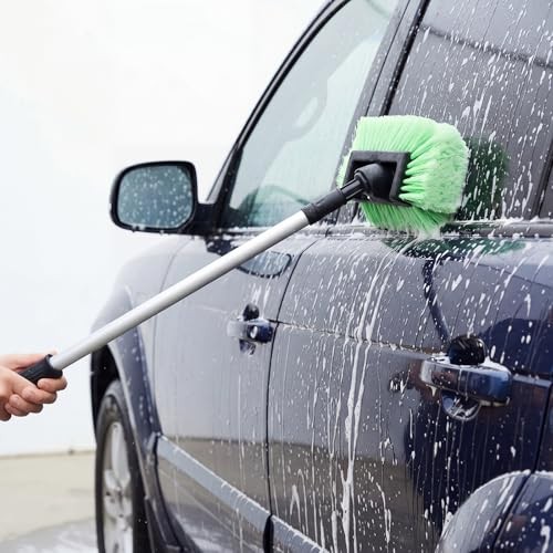 Set of 8 Green Car Wash Brush Heads with Soft Detailing Bristle Flow Thru