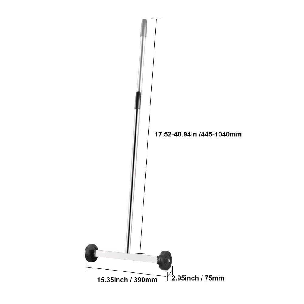 Telescopic Magnetic Broom with Rolling Wheels 15 Inch Compact Portable Magnet