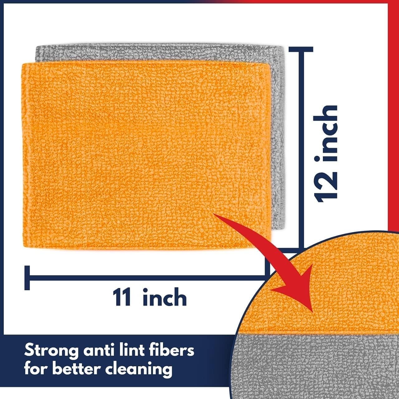 Microfiber Cleaning Cloth – 8 Pcs 12″x11″ – High Performance – 1200 Washes,