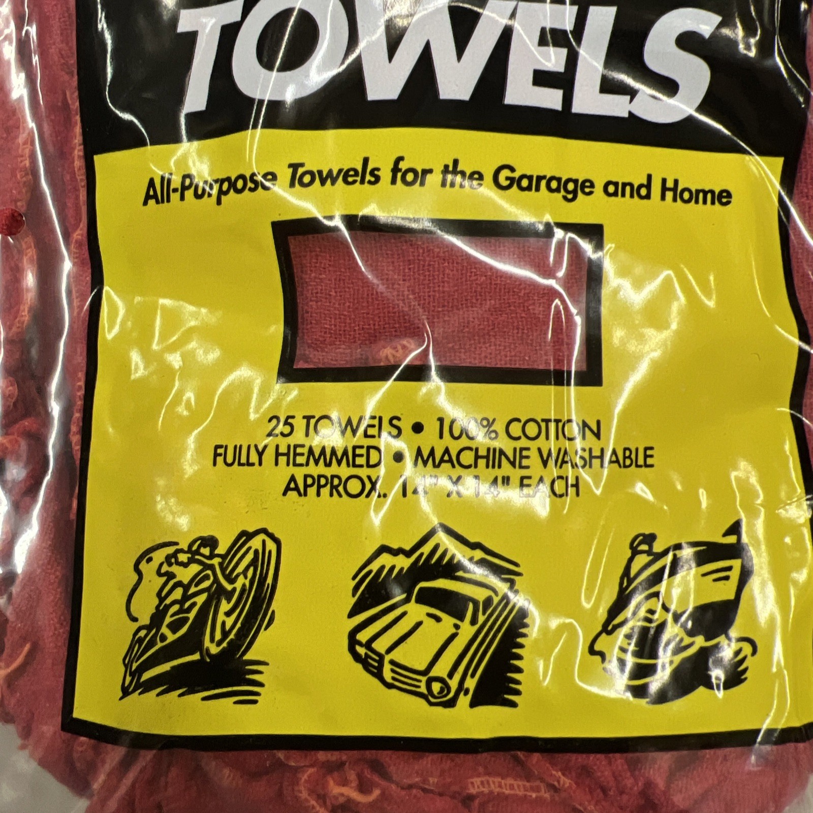 25 Pack Shop Towels 14×14 Red 100% Cotton Lint Free Cleaning Shop Rags