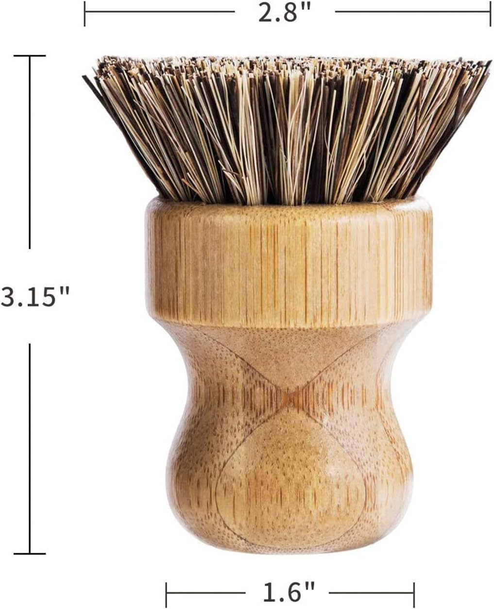 Palm Pot Brush- Bamboo round 3 Packs Mini Dish Brush Natural Scrub Brush Durable