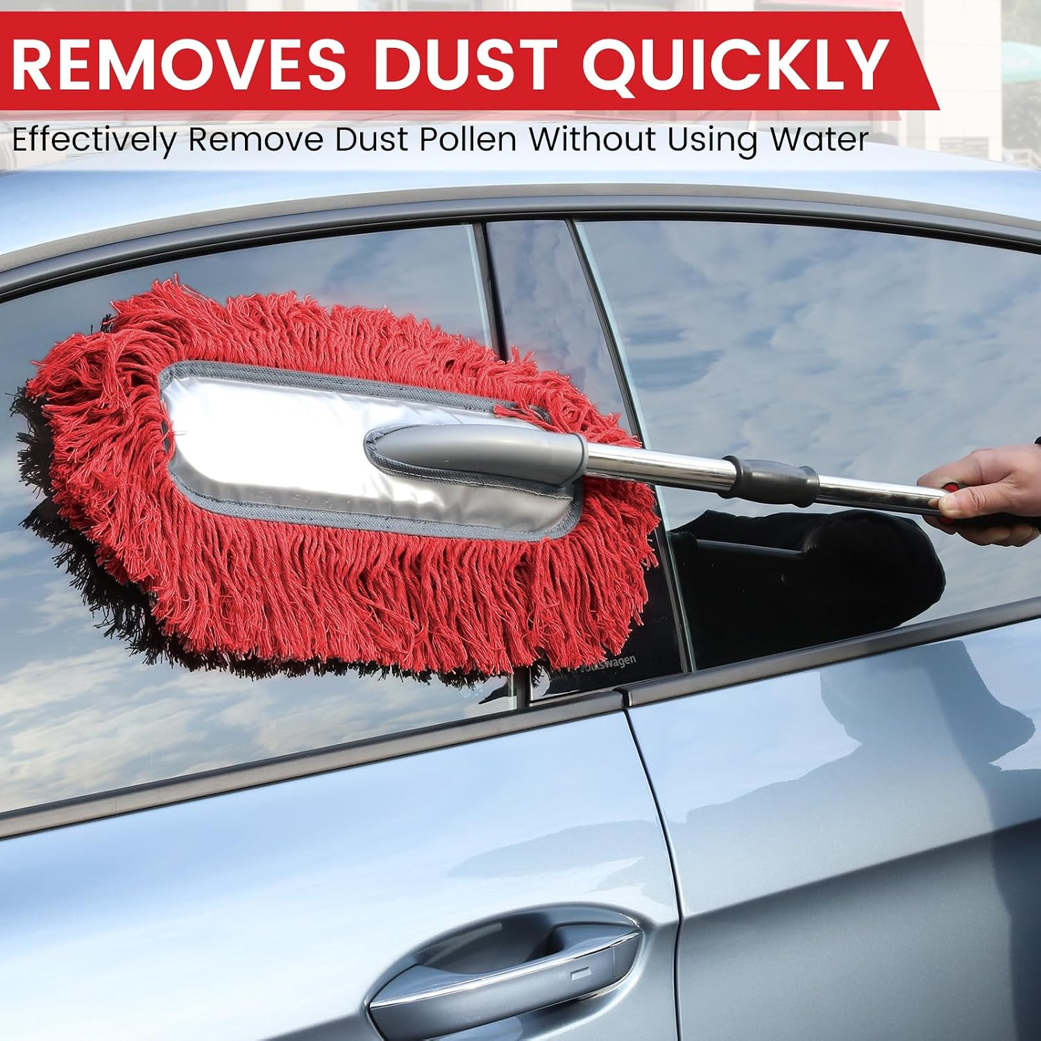 2 Pack Large Car Duster Exterior Scratch Free with Extendable Handle