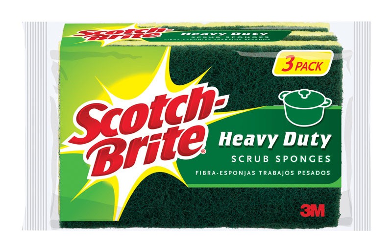 Scotch-Brite HD-3 Green Fiber Heavy Duty Scrub Sponge 4.5 L in. (Pack of 8)
