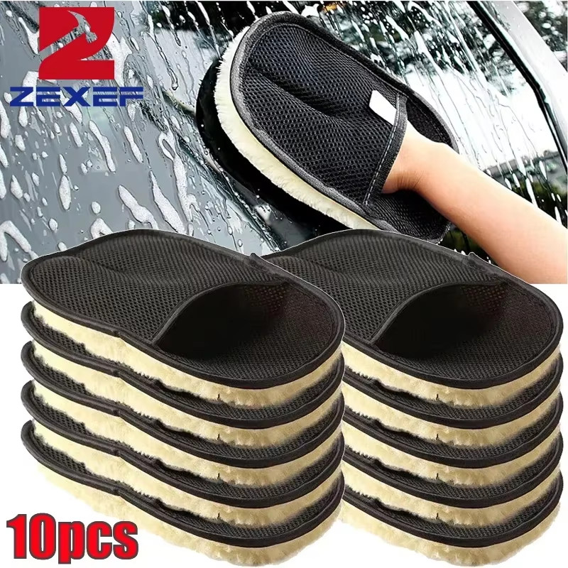 1/10Pcs Car Cleaning Sponge Glove Car Polishing Washing Mitt Gloves Microfibre W