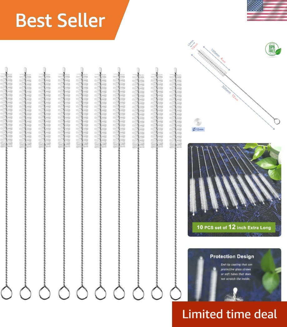 Wide Diameter 12mm Straw Cleaning Brushes – 10 Durable Brushes in Gift Bag