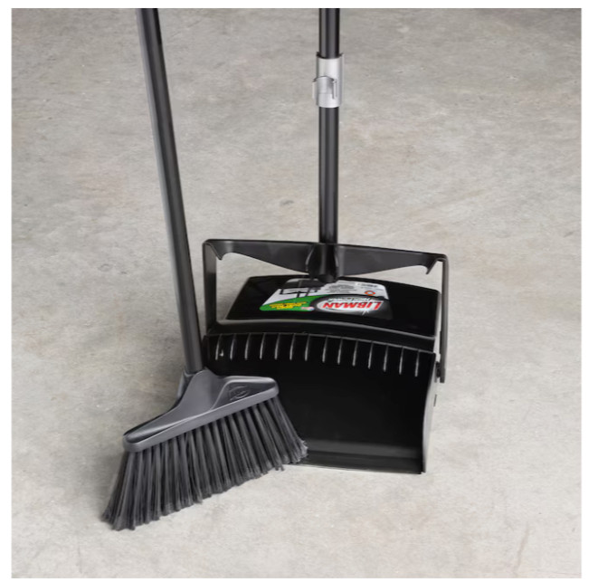 Libman 10-in Poly fiber Multi-surface Angle with dustpan Upright Broom