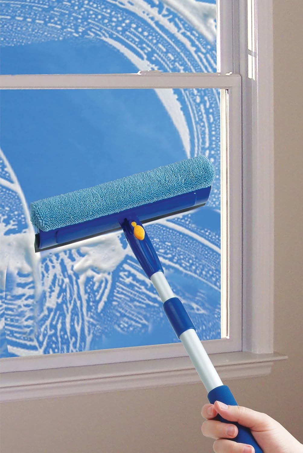 Window Washer and Silicone Squeegee, Auto Easy Grip Extendable Handle