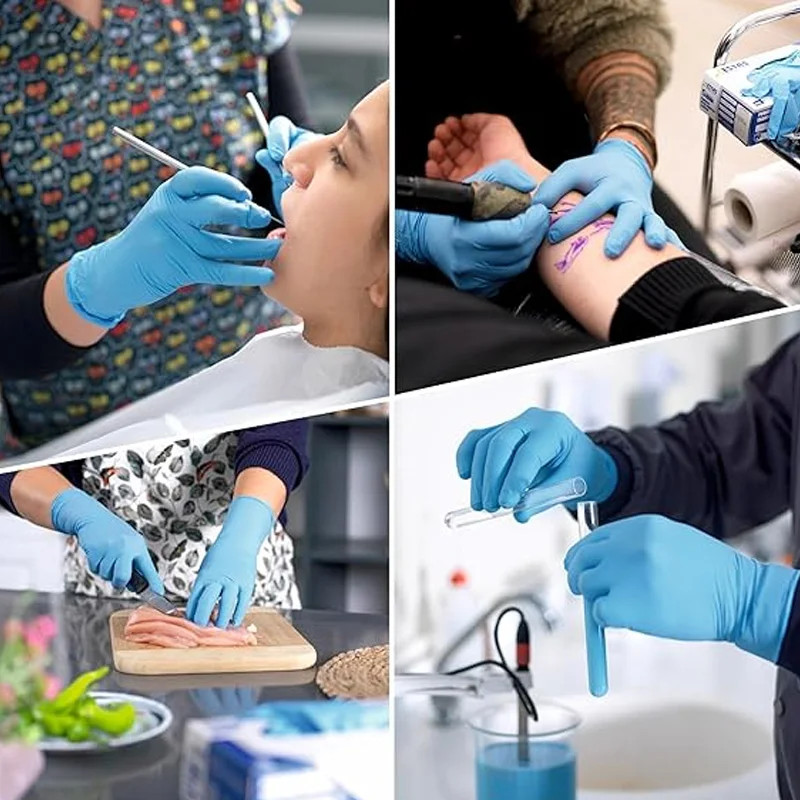 100 PCS Nitrile Kitchen Gloves, Size M, Durable & Puncture Resistant. 21x11cm, f