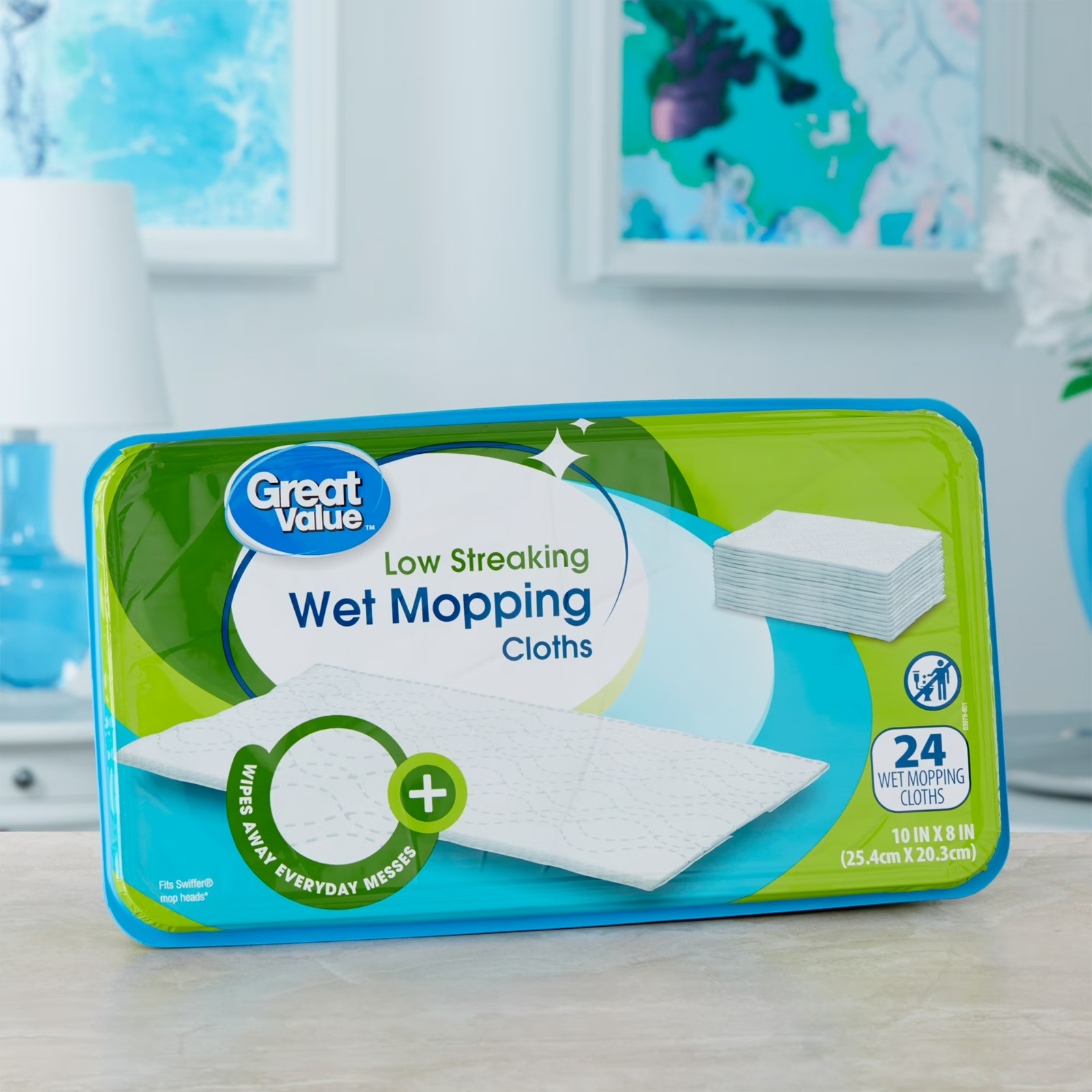 (6 pack) Great Value Low Streaking Wet Mopping Cloths, 24 Count