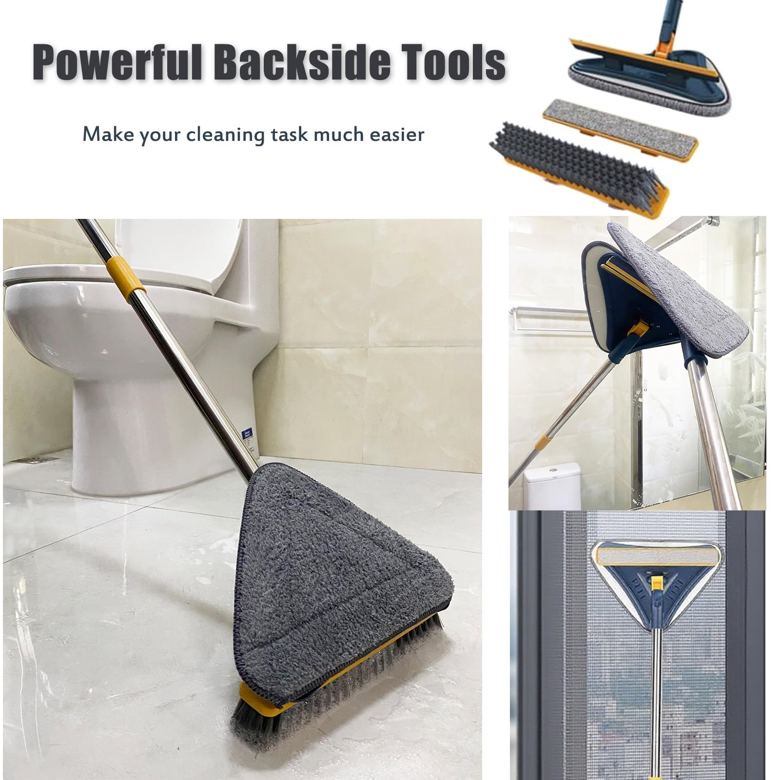 Wall Cleaner Mop with Long Handle, 5-in-1 Wall Cleaning Dust Mop with 6 Repla…