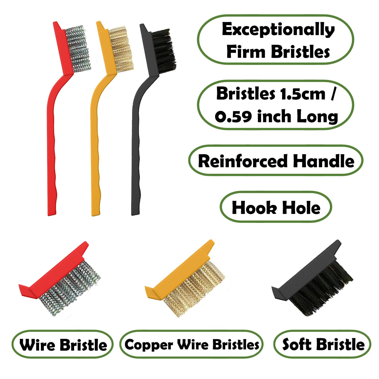 Betanull Crevice Cleaning Brush Set, Multi-Purpose White, Black, Red, Yellow