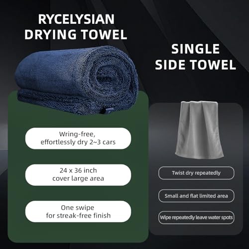 2-Pack 24″ x 36″ 11.8″ x 11.8″ Twisted-Loop Car Drying Towel 1500GSM