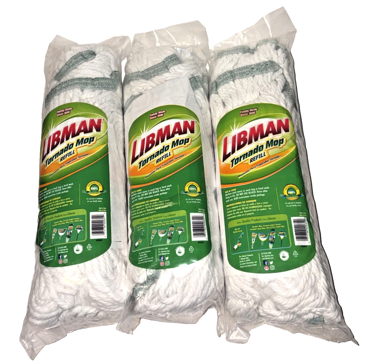 Microfiber Tornado Spin Mop Refill Reusable Libman Washable Lot of 3 New Sealed