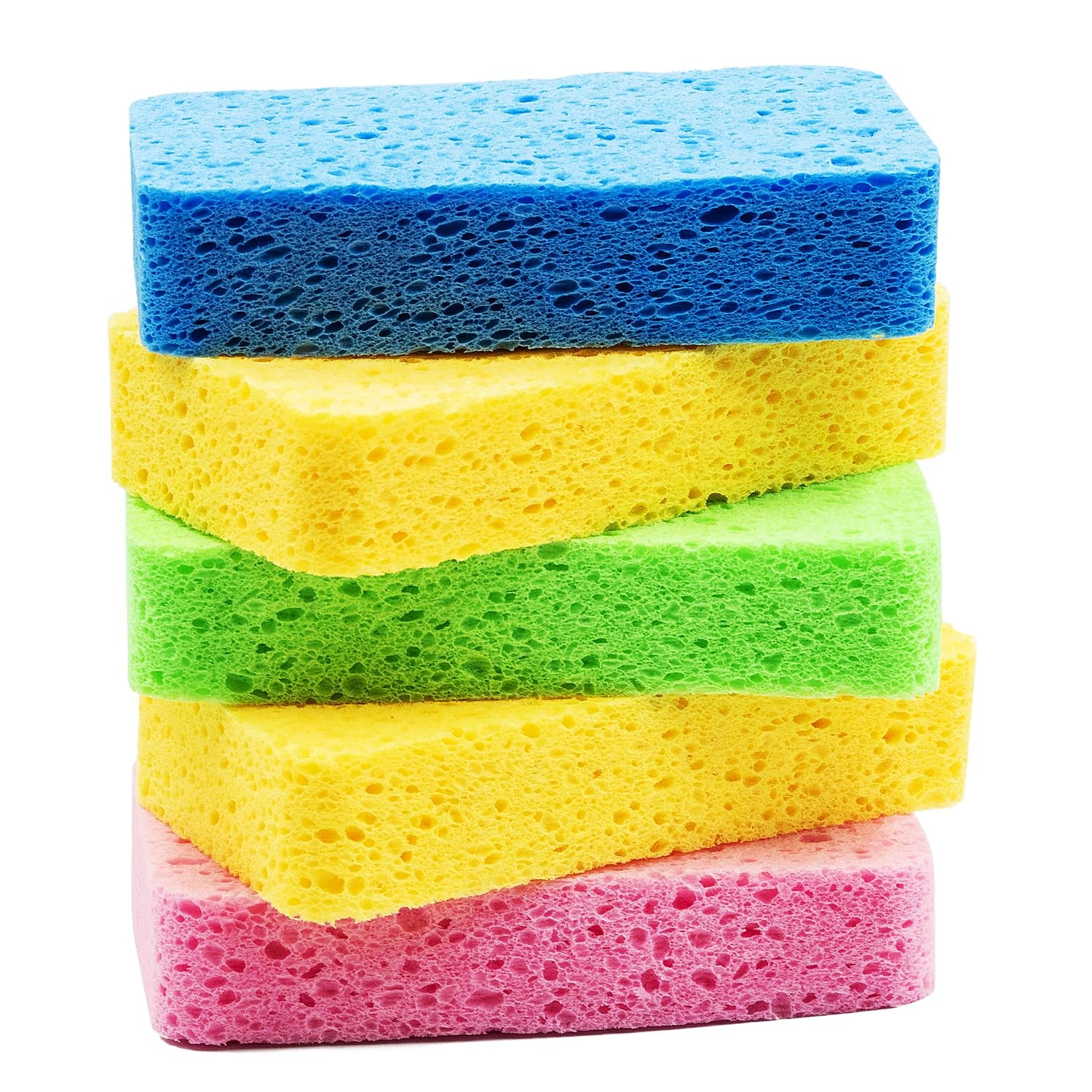 Temede Large Cellulose 5 Count (Pack of 1), Yellow, Pink, Blue, Green