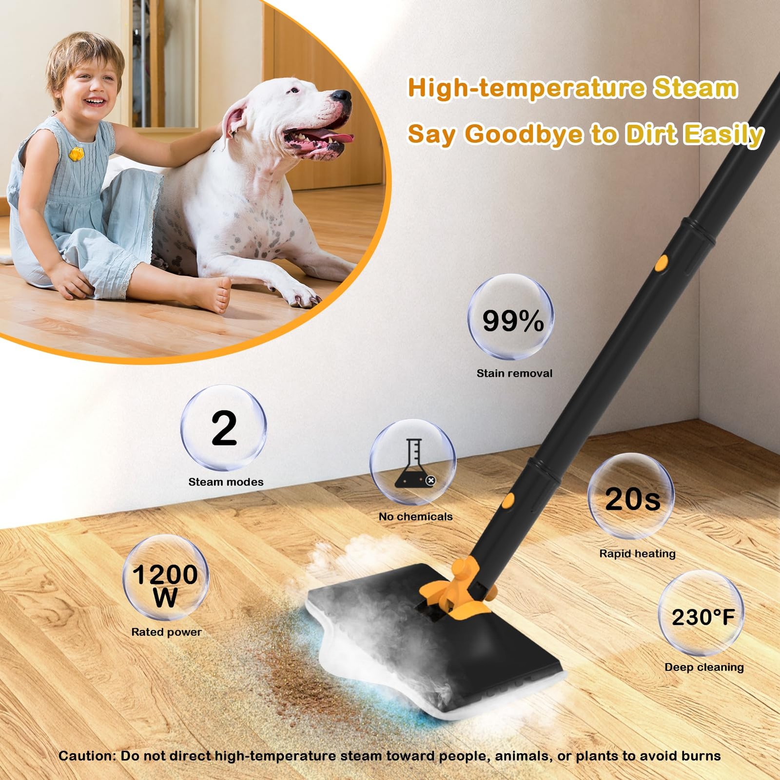 Steam Mop, All-in-one Handheld Steam Cleaner with 13 Attachments, 23FT Cord, 11.