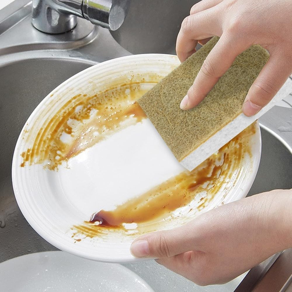Natural Compostable Kitchen Sponge 12 Pack Cellulose & Coconut Fiber Eco-Frie…