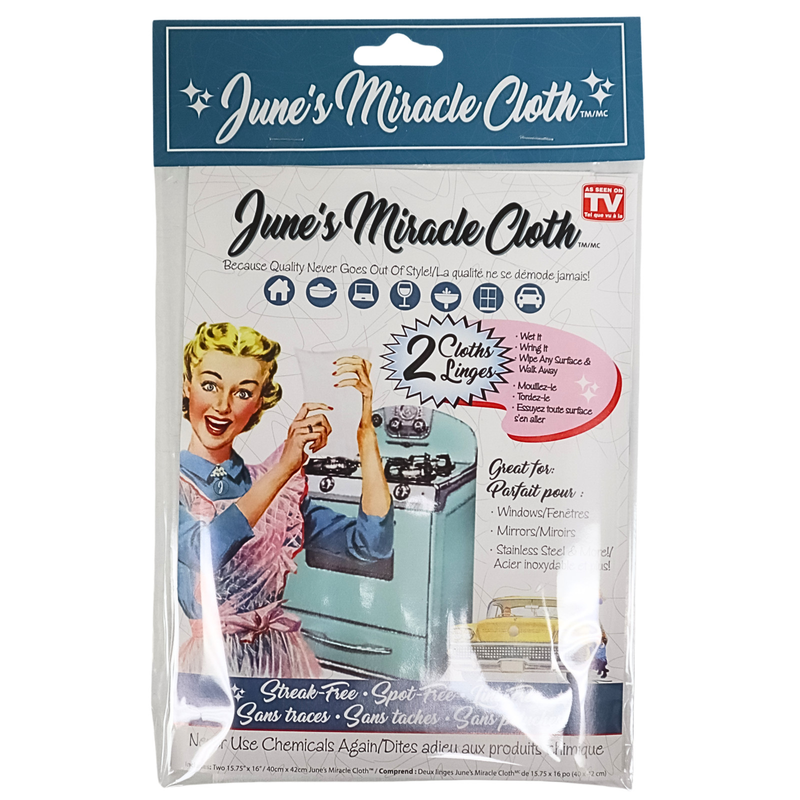 June’s Miracle Cloth 2-Pack – Streak-Free, Lint-Free Cleaning Towels (16″ x 16″)
