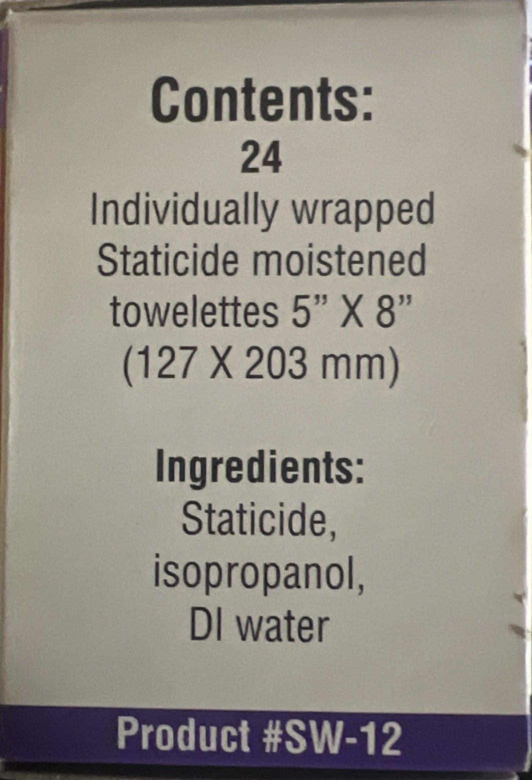 Acl Staticide Wipes Sw12 Anti-Static Wipes 3 Boxes Of 24