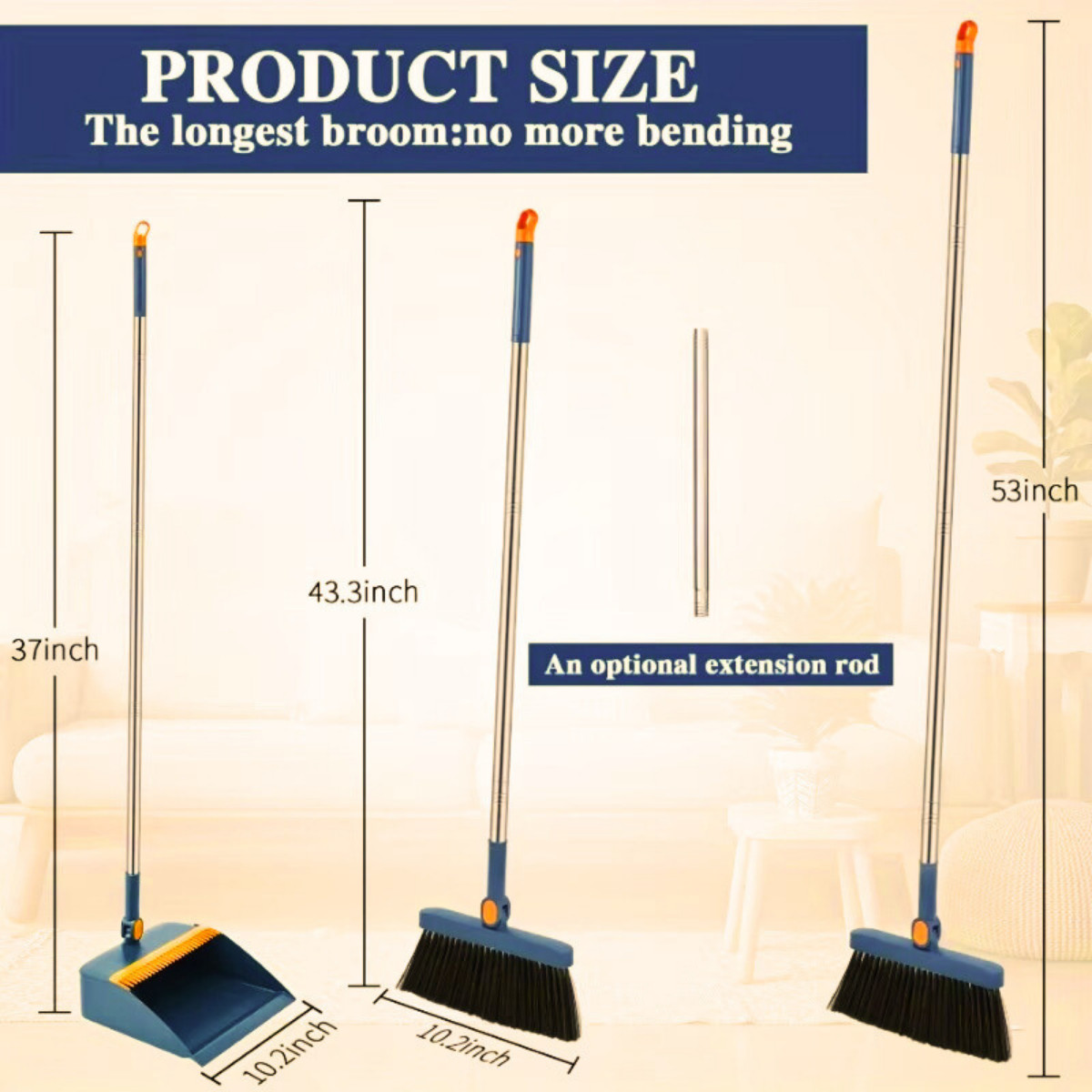 Broom Folding Dustpan Set Combination Household Broom Wiper Blade Hair Sweeping