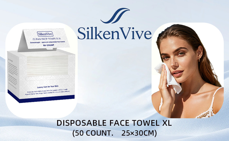 Clean Towels XL Disposable Face Towels (50 Count, 25x30cm) – Makeup Remover Dry