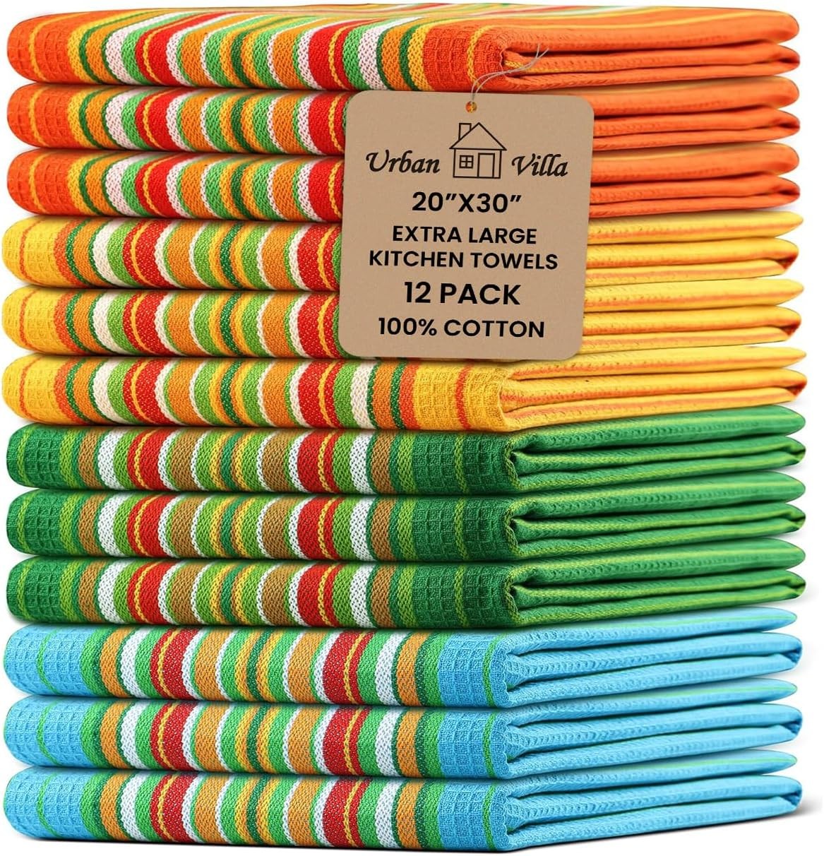 Kitchen Towels 100% Cotton Dish Towels for Kitchen(Set of 12)20”x30” Dish Cloths