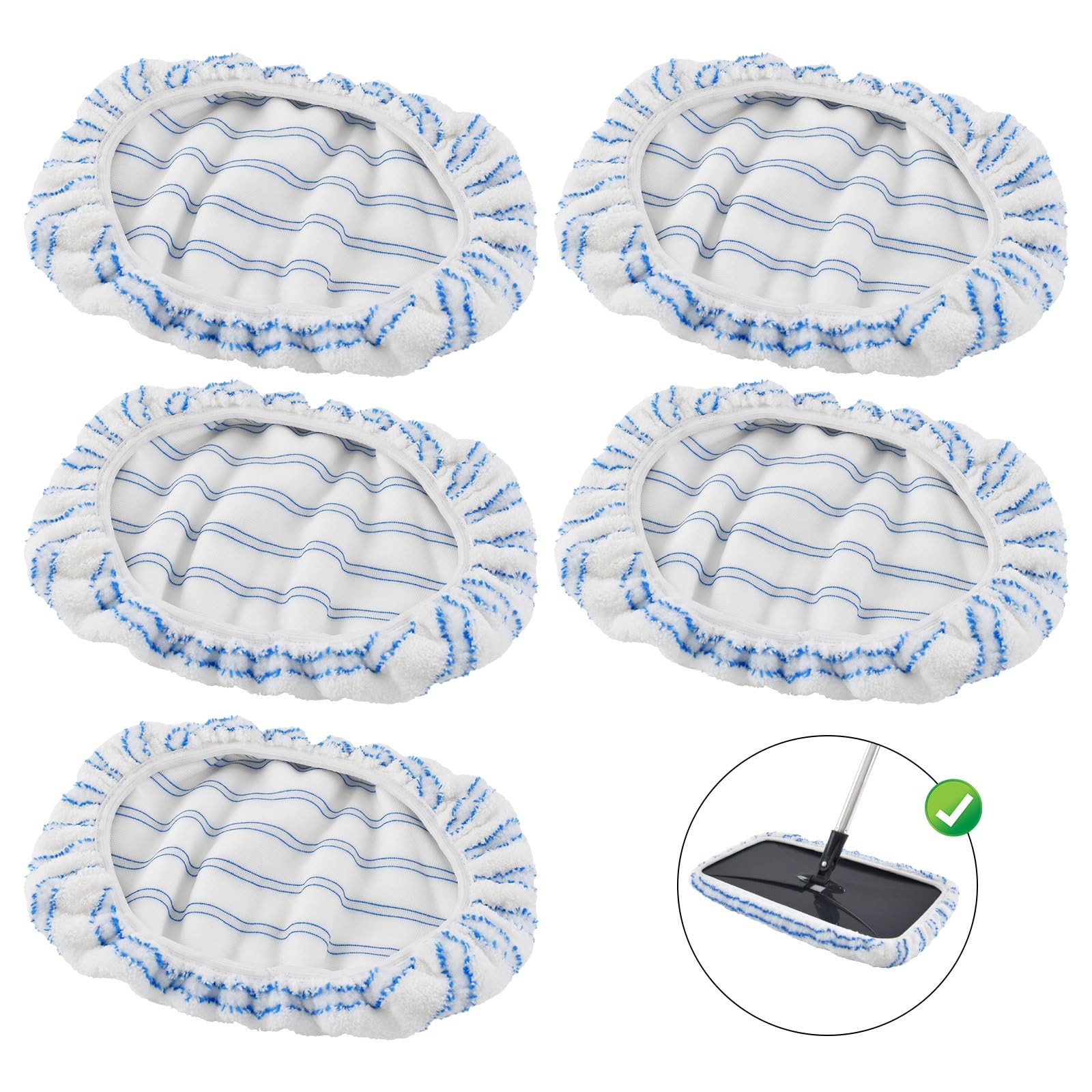 5 PCS Mop Refills Microfiber Heads Replacement Washable Pads 15×8 Inch Flat