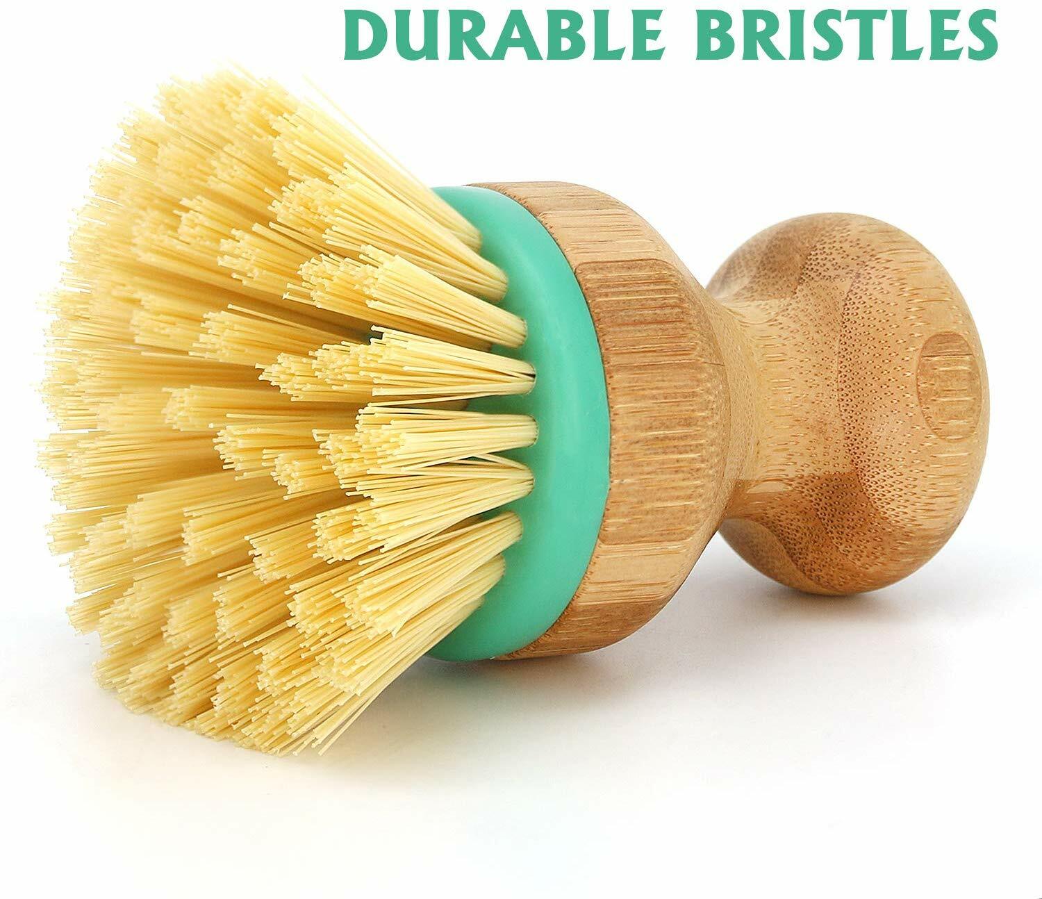 3 Piece Bamboo Dish Scrub Kitchen Cleaning Brush Scrubber Household Bathroom Use