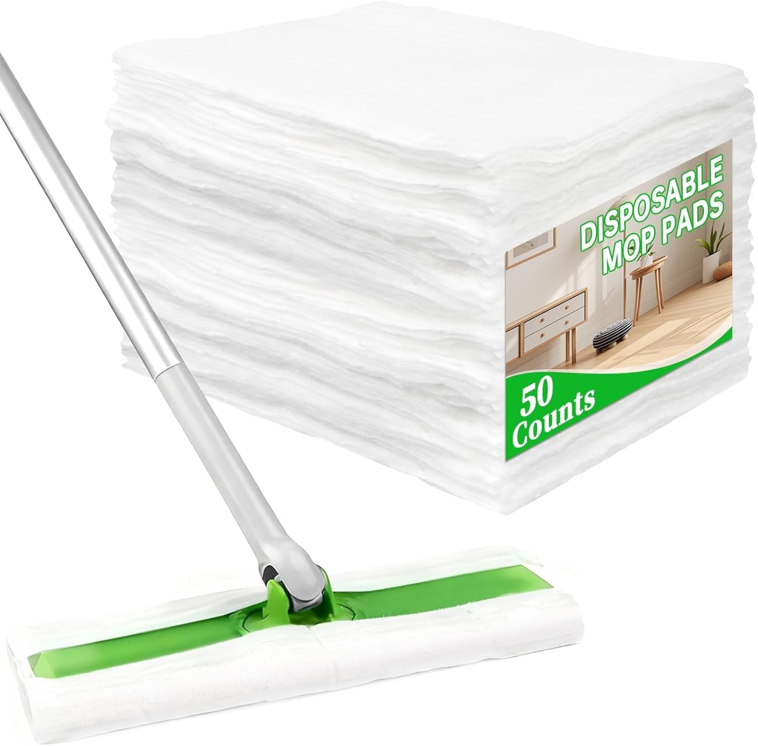 Thickened Mop Pads – 50 Count for 10-12 Inch Mops, Perfect for Pet Hair & Dust